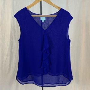 Blue sleeveless blouse